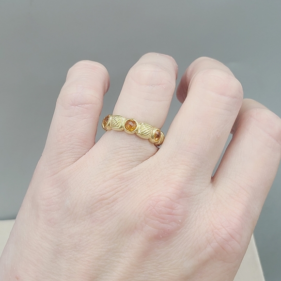 David Yurman Chiclet Band Ring With Citrine in 18k Gold - Picture 9 of 13